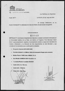 Ordenanza n° 11663 de 2018