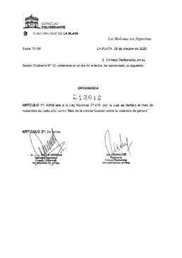 Ordenanza nº 12012 de 2020
