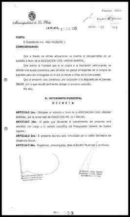 Decreto n° 3 de 2005, Alak, Julio Cesar