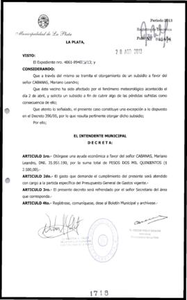 Decreto n° 1718 de 2013, Bruera, Oscar Pablo