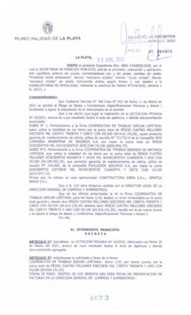 Decreto nº 673 de 2021, GARRO, Julio cesar