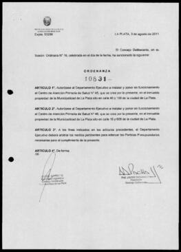 Ordenanza n° 10831 de 2011