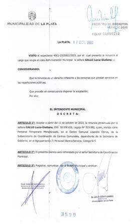 Decreto nº 3598 de 2023, GARRO, Julio cesar