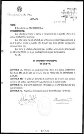 Decreto n° 1655 de 2013, Bruera, Oscar Pablo
