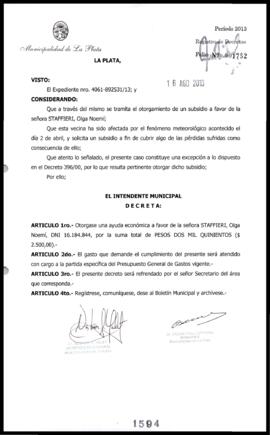 Decreto n° 1594 de 2013, Bruera, Oscar Pablo