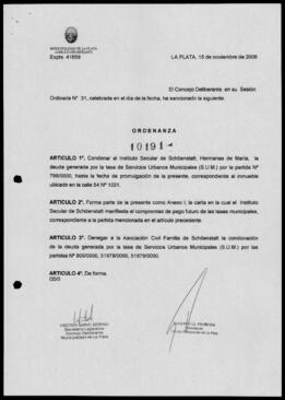 Ordenanza n° 10191 de 2006