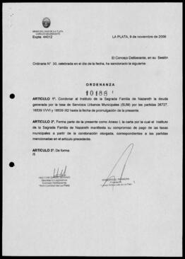Ordenanza n° 10188 de 2006