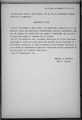 Ordenanza n° 136 de 1933