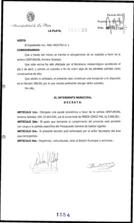 Decreto n° 1554 de 2013, Bruera, Oscar Pablo