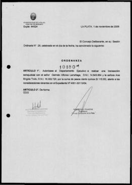 Ordenanza n° 10180 de 2006