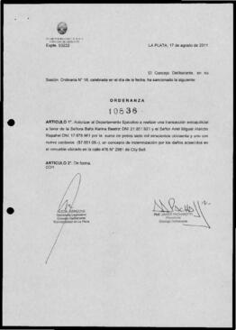 Ordenanza n° 10836 de 2011