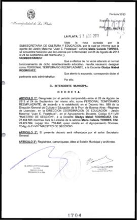Decreto n° 1704 de 2013, Bruera, Oscar Pablo