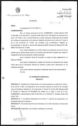 Decreto n° 2297 de 2013, Bruera, Oscar Pablo