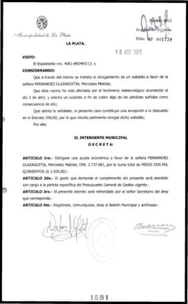 Decreto n° 1581 de 2013, Bruera, Oscar Pablo
