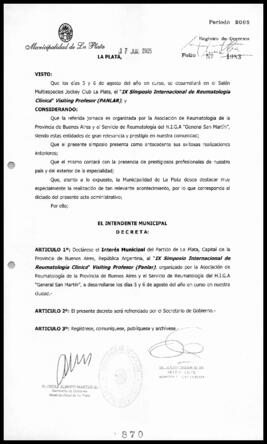 Decreto n° 870 de 2005, Alak, Julio Cesar