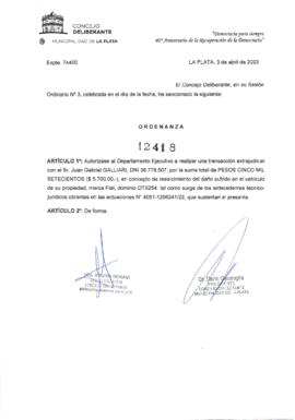 Ordenanza nº 12418 de 2023