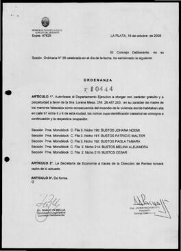 Ordenanza n° 10444 de 2008