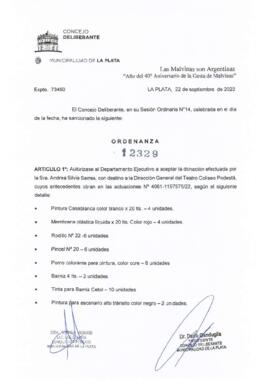 Ordenanza nº 12329 de 2022