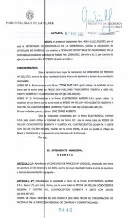 Decreto nº 446 de 2023, GARRO, Julio cesar