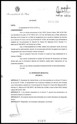 Decreto n° 1599 de 2013, Bruera, Oscar Pablo