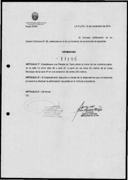 Ordenanza n° 11196 de 2014