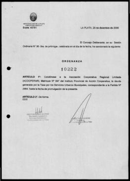 Ordenanza n° 10222 de 2006