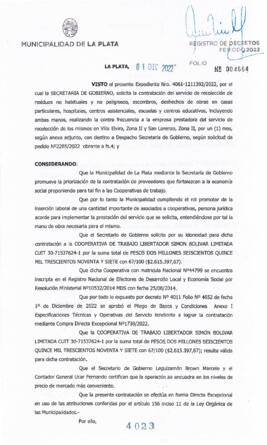 Decreto nº 4023 de 2022, GARRO, Julio cesar