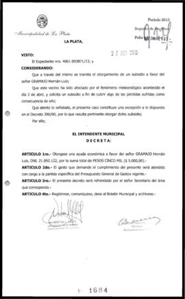 Decreto n° 1684 de 2013, Bruera, Oscar Pablo