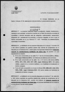 Ordenanza n° 10334 de 2007