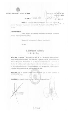 Decreto nº 654 de 2021, GARRO, Julio cesar