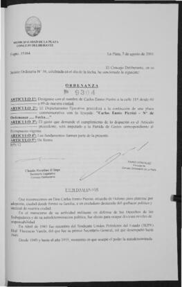 Ordenanza n° 9304 de 2001