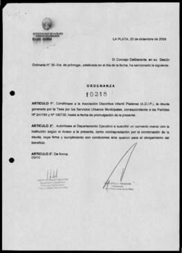 Ordenanza n° 10218 de 2006