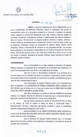 Decreto nº 462 de 2023, GARRO, Julio cesar