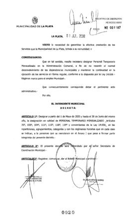 Decreto nº 920 de 2020, GARRO, Julio cesar