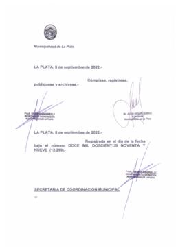 Ordenanza nº 12299 de 2022