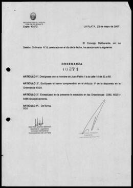 Ordenanza n° 10271 de 2007