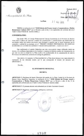 Decreto n° 1708 de 2013, Bruera, Oscar Pablo