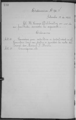 Ordenanza n° 0072 de 1922