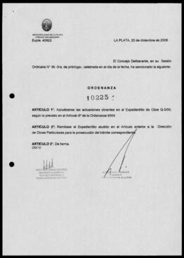 Ordenanza n° 10225 de 2006