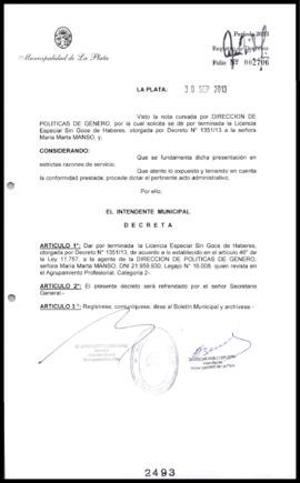 Decreto n° 2493 de 2013, Bruera, Oscar Pablo