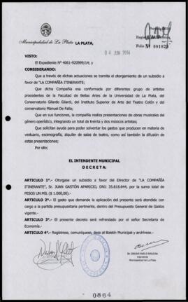 Decreto n° 864 de 2014, Bruera, Oscar Pablo