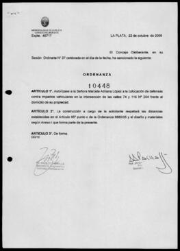 Ordenanza n° 10448 de 2008
