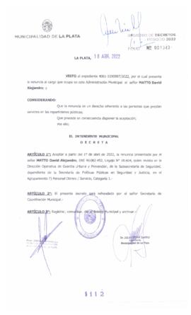 Decreto nº 1112 de 2022, GARRO, Julio cesar