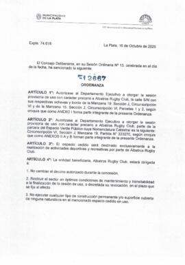 Ordenanza n° 12667 de 2025