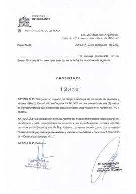 Ordenanza nº 12322 de 2022