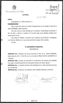 Decreto n° 1633 de 2013, Bruera, Oscar Pablo