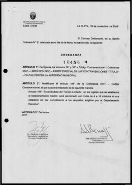 Ordenanza n° 10458 de 2008