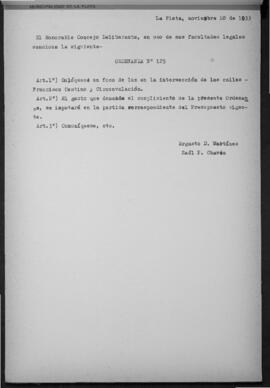 Ordenanza n° 125 de 1933