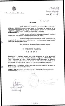 Decreto n° 2303 de 2013, Bruera, Oscar Pablo