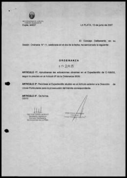 Ordenanza n° 10288 de 2007